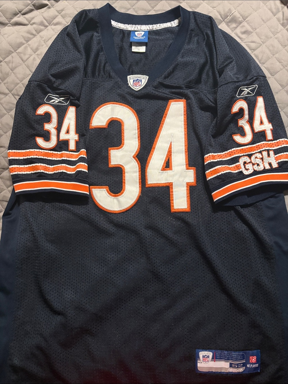 Payton Reebok Men’s Navy Chicago Bears #34 Jersey with Orange & White Trim